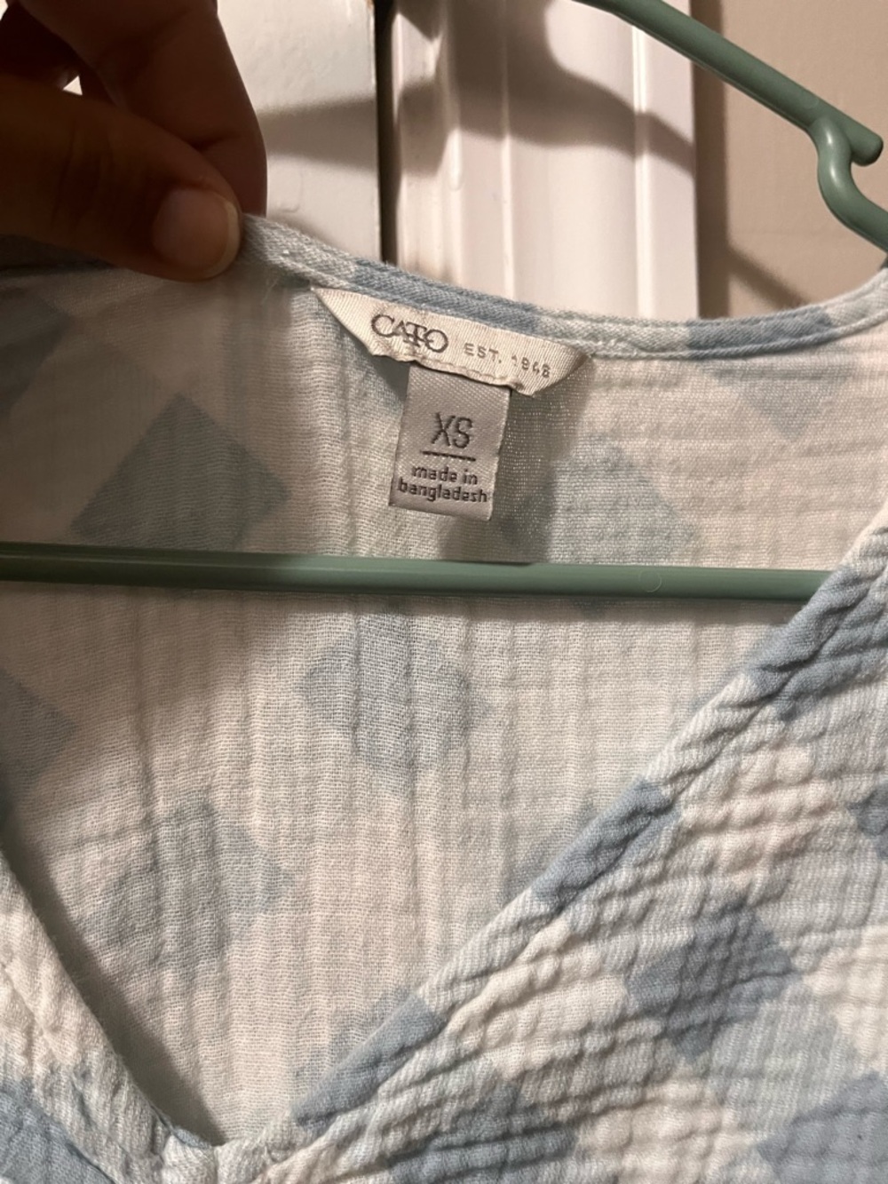 Cato Blue and White Check Long Sleeve Babydoll Dress - Picture 2 of 2